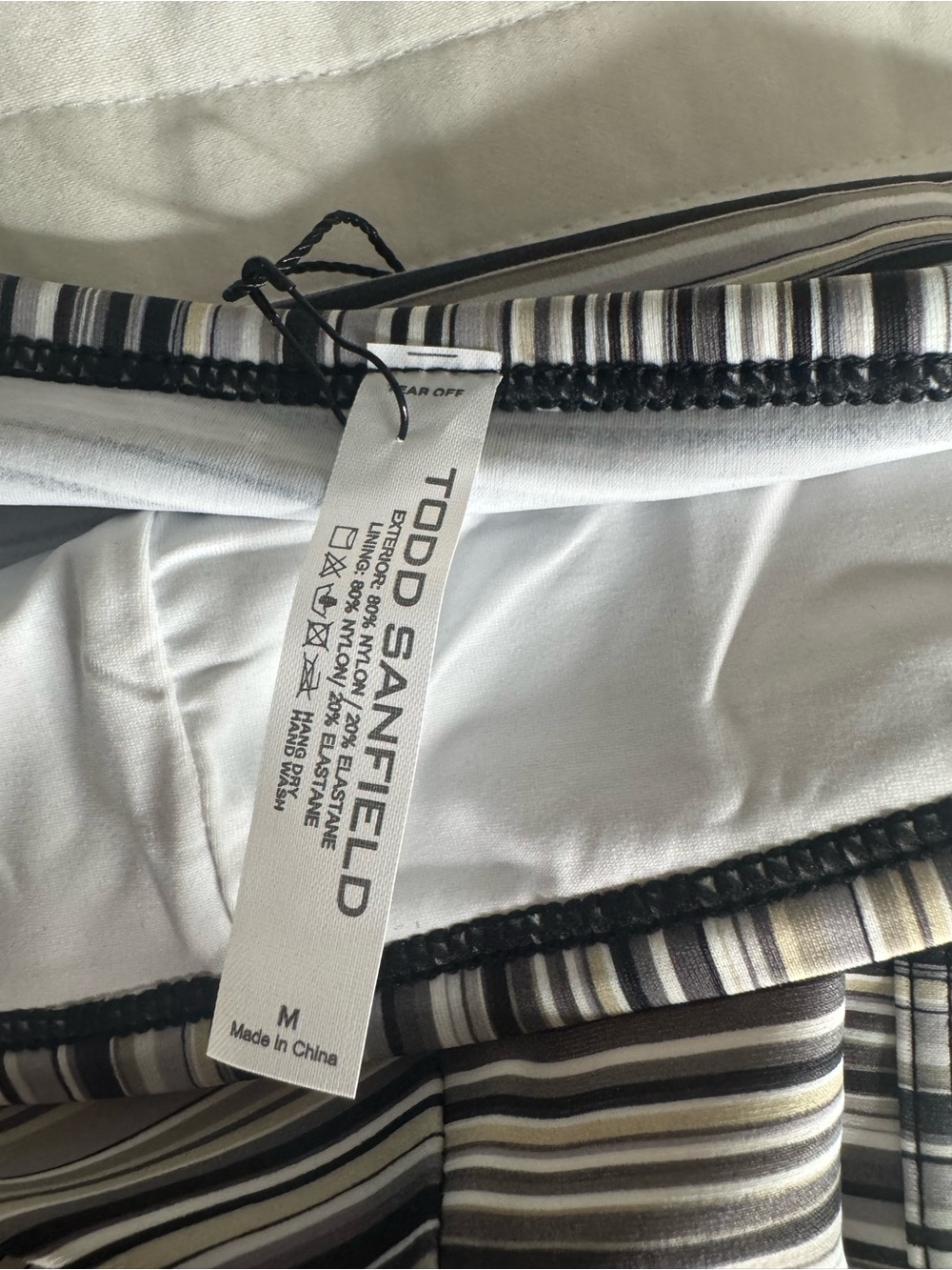 TODD SANFIELD Men's Striped Black & White Swim Briefs - Picture 4 of 7